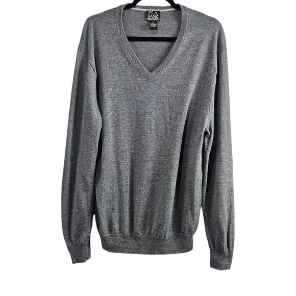 Jos. A Bank Men's Knit Merino Wool V Neck Gray Sweater - Picture 1 of 7